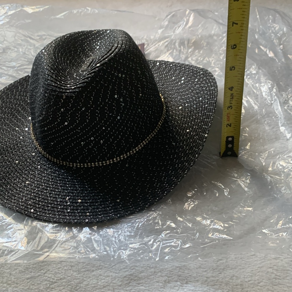 David and Young Collection sequin/stone black Cowboy strawhat - Picture 11 of 13